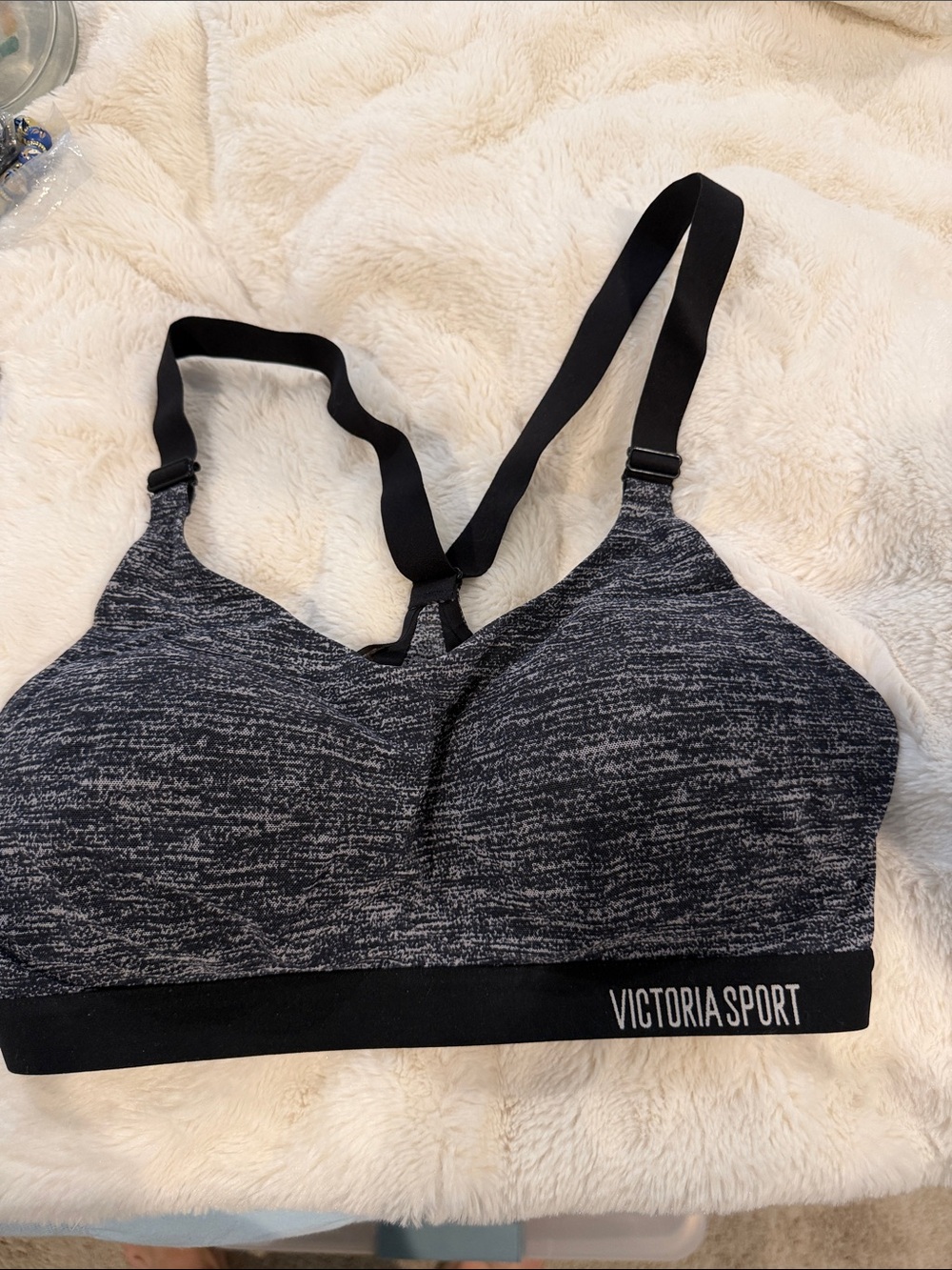 Victoria Sport Black Heather Wireless Racerback Sports Bra